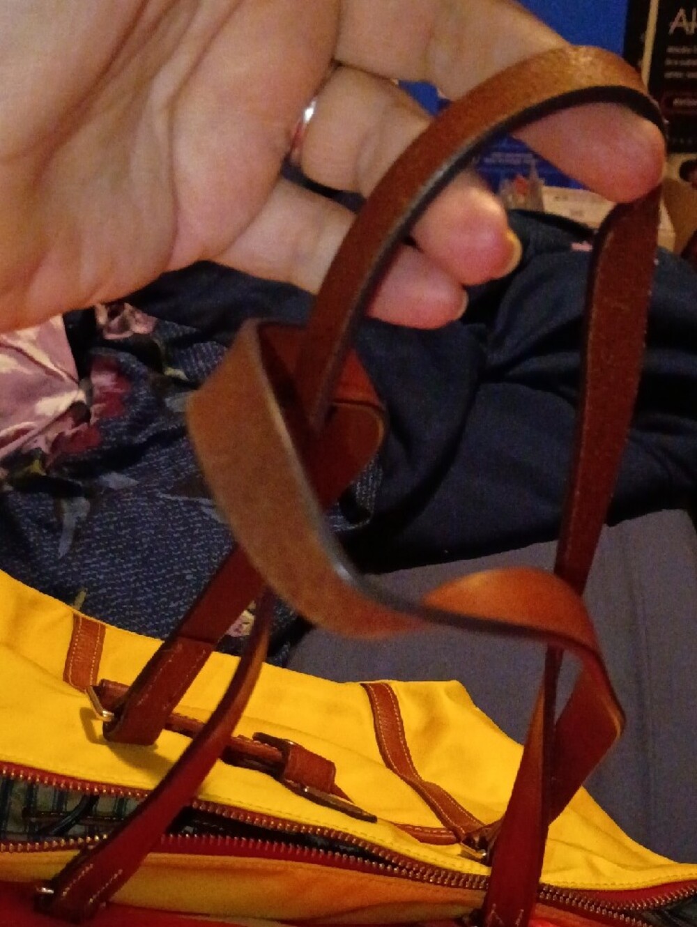 Dooney & Bourke Yellow Tote with Brown Leather Accents - Picture 7 of 12
